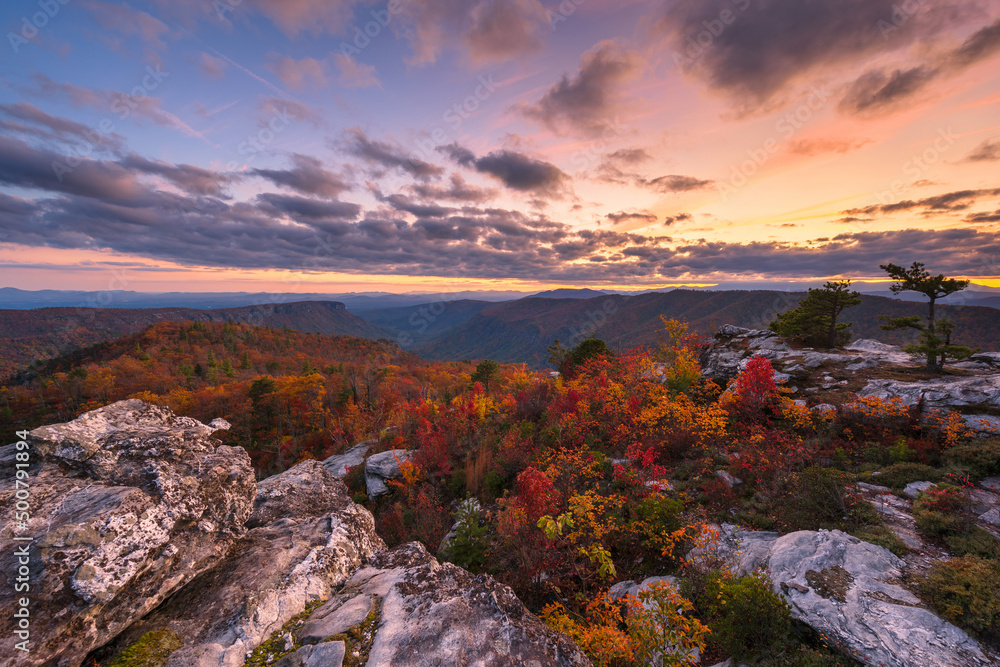 Dramatic skies over the Linville Gorge Wilderness in North Carolina