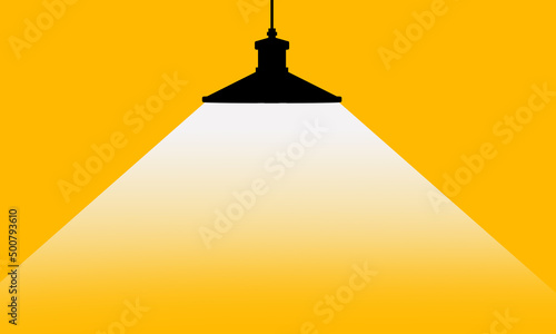 Roof lamp illustration on Yellow background. Bulb Lighting From the Top White Smooth Light . 