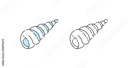 Auger shell icon linear vector. Seashell logo symbol set in color and black.