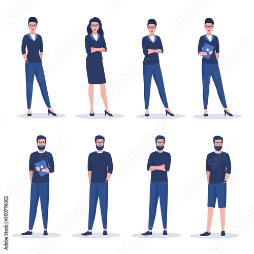A business people set. Colored flat vector illustration. Isolated on white background. 