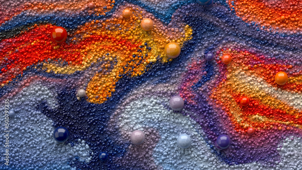 Abstract Acrylic Fluid Art. Beautiful background of small multicolored particles. 3d rendering image. Abstract Acrylic Fluid Art. Beautiful background of small multicolored particles. 3d rendering image.