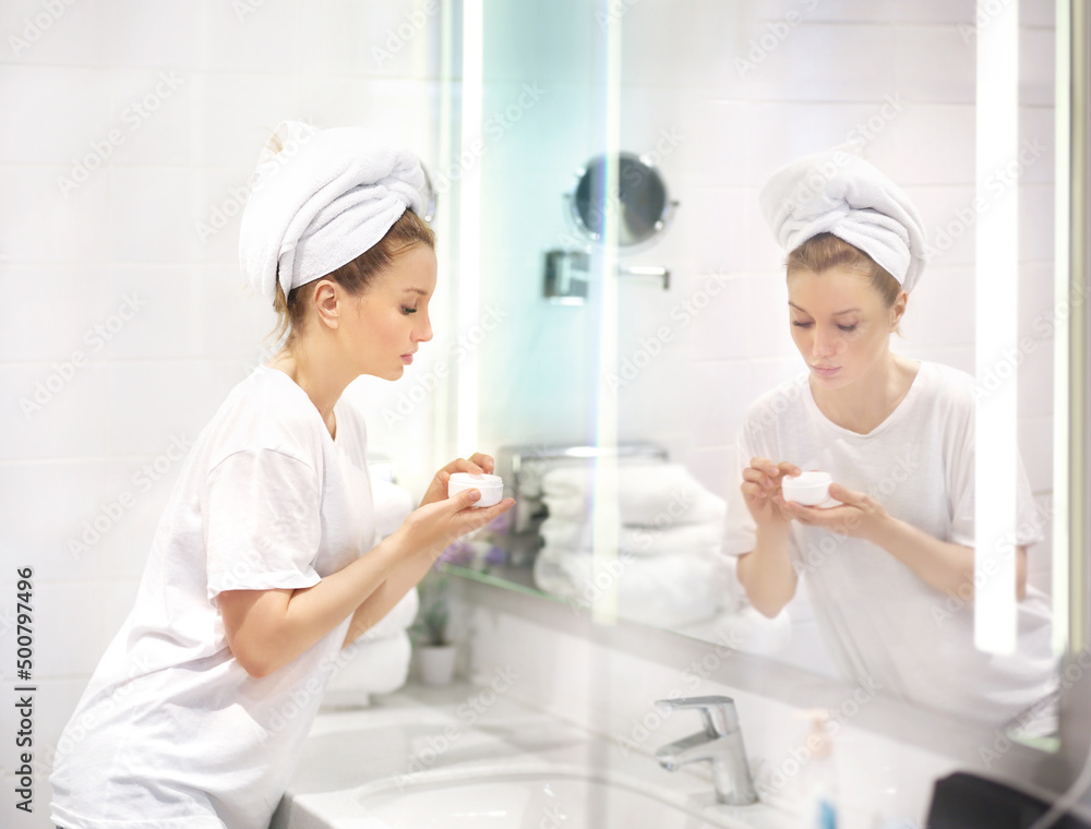 Applying the cream..Magic anti-aging cream. Applying the cream..Magic anti-aging cream.