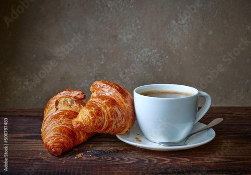 cup of coffee and croissants