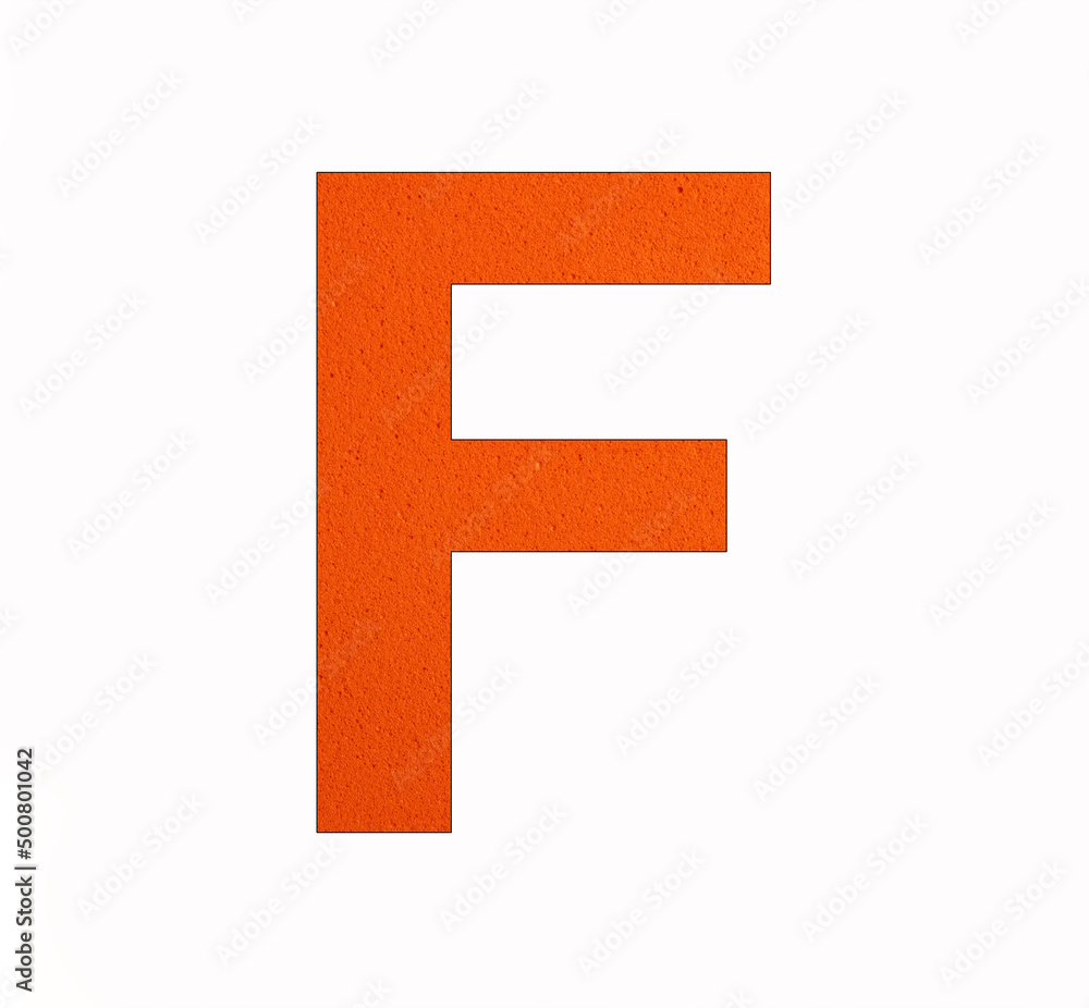 Letter F alphabet on foamy rubber background Letter F alphabet on foamy rubber background