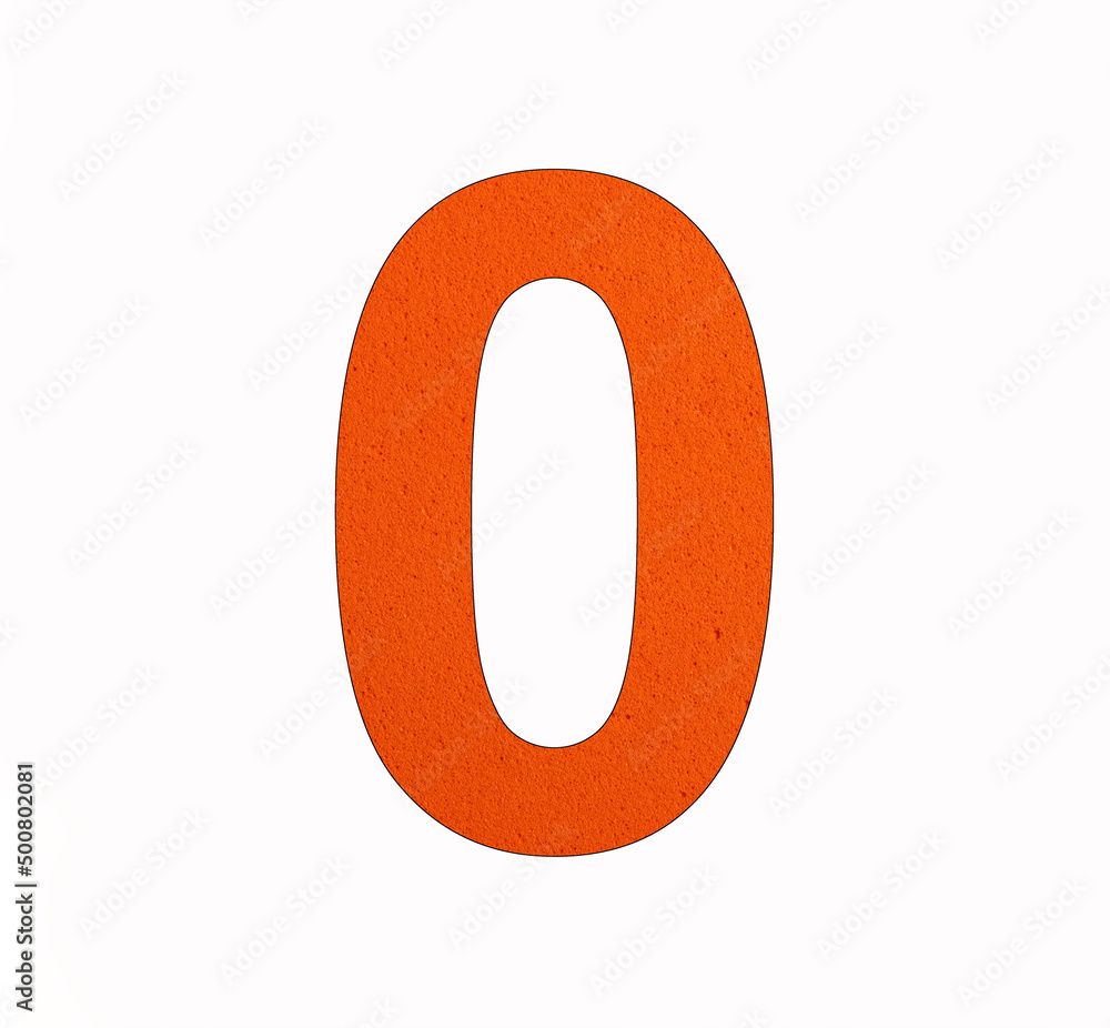 Number 0 on eva rubber background - Isolated on white Number 0 on eva rubber background - Isolated on white