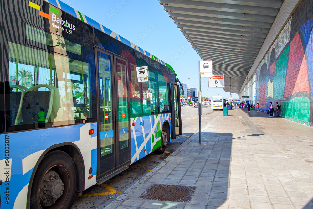 Shuttle bus in Barcelona – El Prat Airport Stock Photo | Adobe Stock
