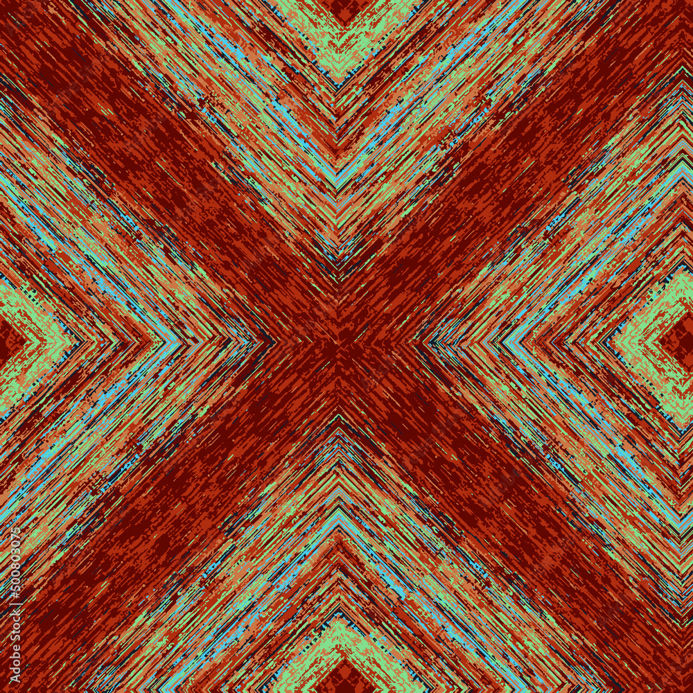 Geometric kilim ikat pattern with grunge texture Geometric kilim ikat pattern with grunge texture