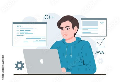 Programmer with laptop