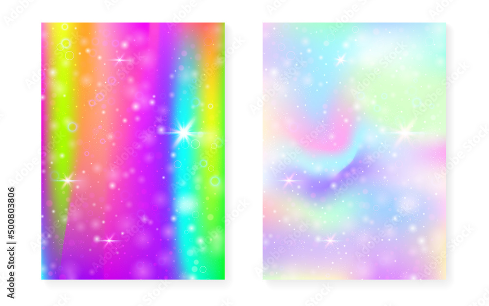 Magic background with princess rainbow gradient. Kawaii unicorn hologram. Magic background with princess rainbow gradient. Kawaii unicorn hologram.