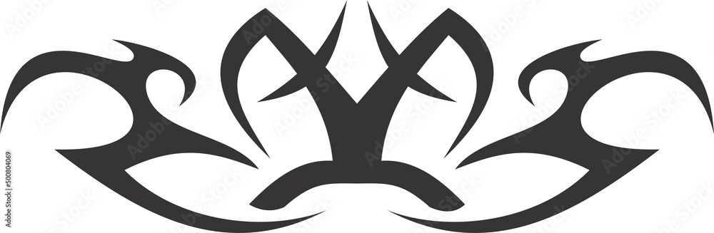 A beautiful illustration with tribal tatoo. Black color on a white background. A beautiful illustration with tribal tatoo. Black color on a white background.