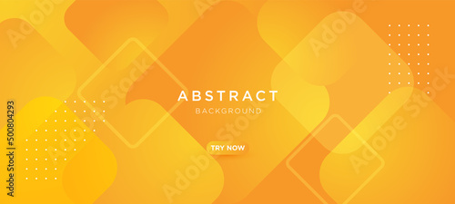 Orange and yellow gradient geometric shape background with dynamic circle square wavy layer abstract