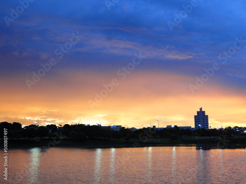 sunset over the river