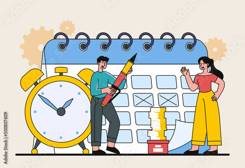 Employees at calendar