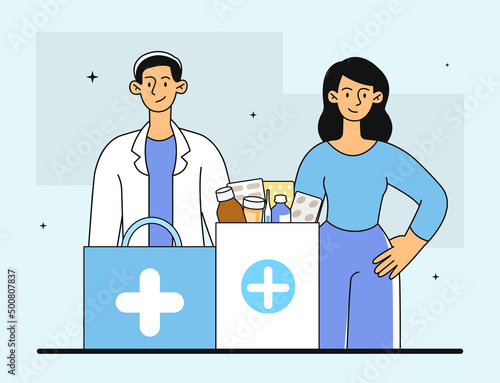 Doctors with medicines