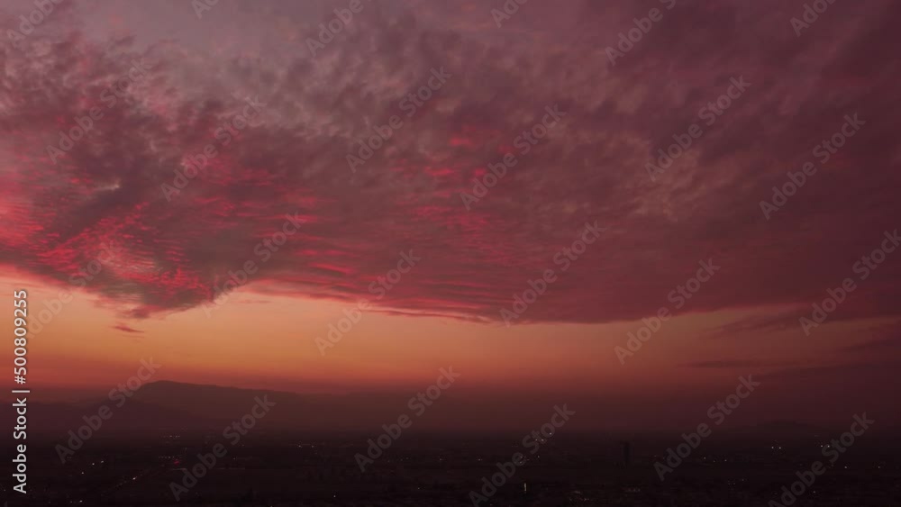 reddish sky in a sunset seen with a drone reddish sky in a sunset seen with a drone