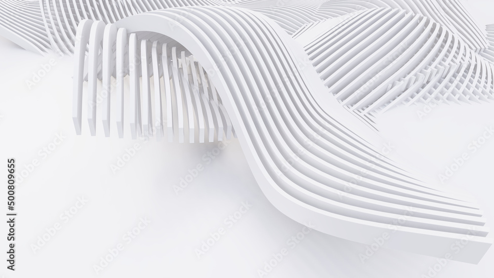 Naklejka premium Abstract Curved Shapes. White Circular Background.