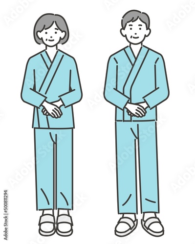 手術着を着る患者の人物のベクターイラスト素材／手術／手術着