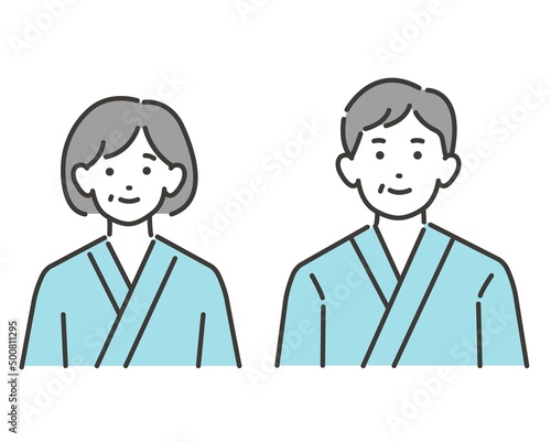 手術着を着る患者の人物のベクターイラスト素材／手術／手術着