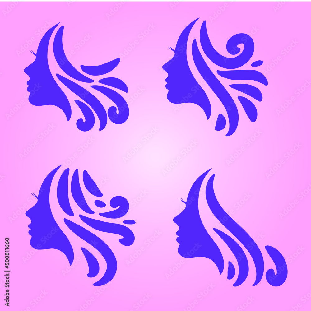 beauty hair salon and spa logo with portrait illustration of a beautiful woman beauty hair salon and spa logo with portrait illustration of a beautiful woman