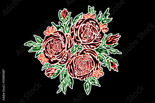 Beautiful gradient colourful rose flowers design  illustration for wallpaper background ads clothing or logo