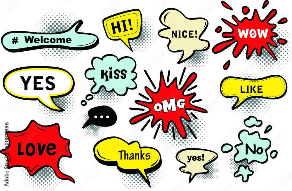 Hand drawn Comic Speech Bubbles - vector illustration Stock Vector ...