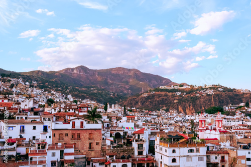 Blue sky in a magical town, Taxco de Alarcon, Guerrero Mexico, Latin America. 