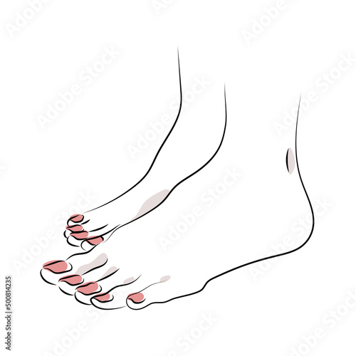 ネイルをした女性の足