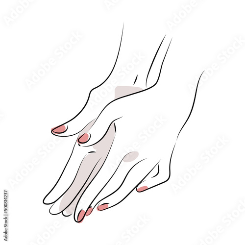 両手を合わせる女性の手