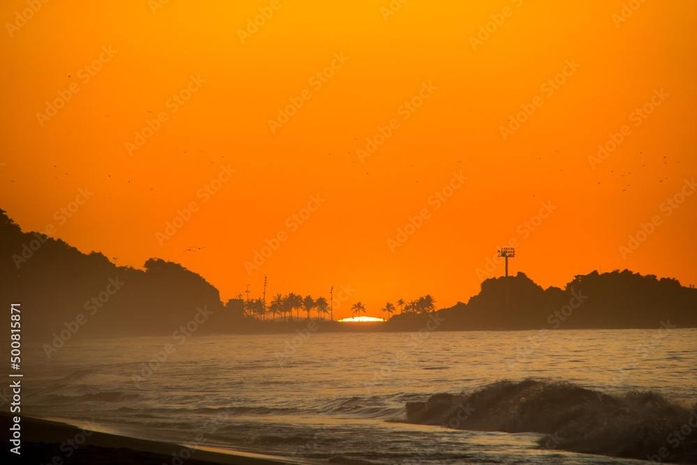 sunrise at ipanema beach in Rio de Janeiro.