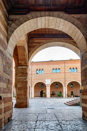 Courtyard of The Old Market, Verona, Italy.
