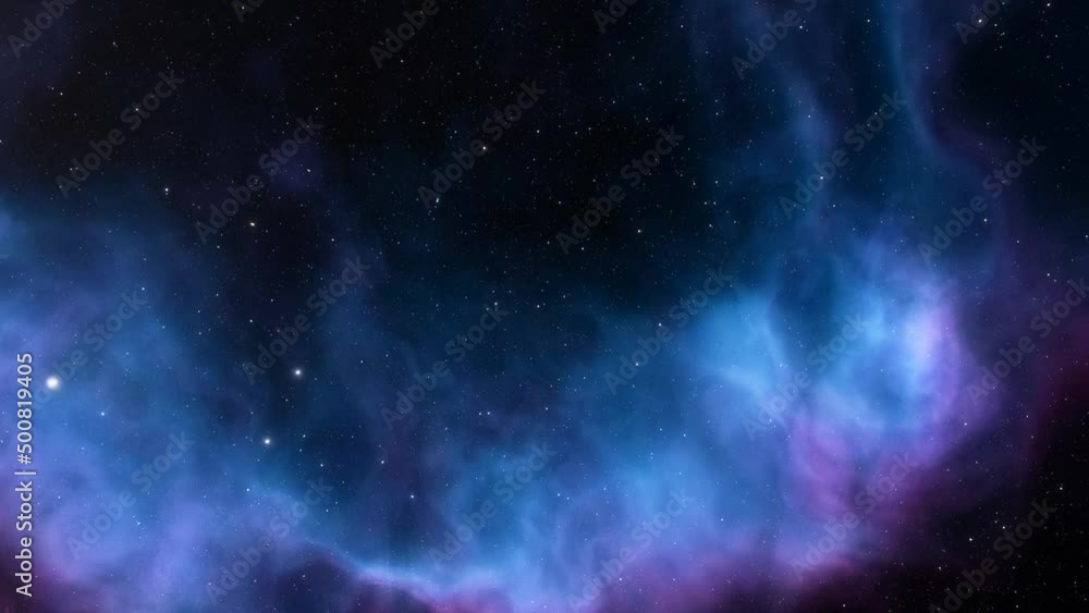 Space background. Camera is flying through the blue and magenta coloured nebula. The stars are everywhere around Space background. Camera is flying through the blue and magenta coloured nebula. The stars are everywhere around