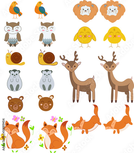 Adorable animals vector set