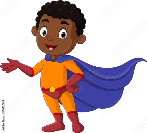 Cartoon african superhero boy posing