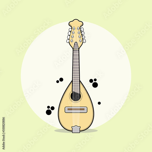 Mandolin Cartoon Vector Illustration. Music Instrument Concept Vector. Cartoon images for, icons, coloring books, backgrounds, and more. Flat Cartoon Style