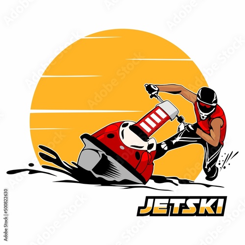 jetski illustrastion icon logo design vector