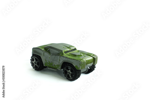 Close-Up Of Children's toy Car On White Background.