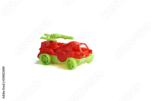 Close-Up Of Children's toy Car On White Background.
