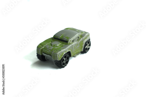 Close-Up Of Children's toy Car On White Background.