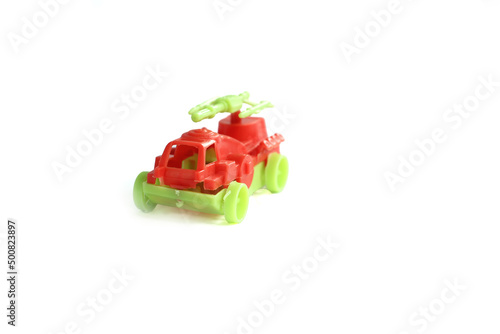 Close-Up Of Children's toy Car On White Background.