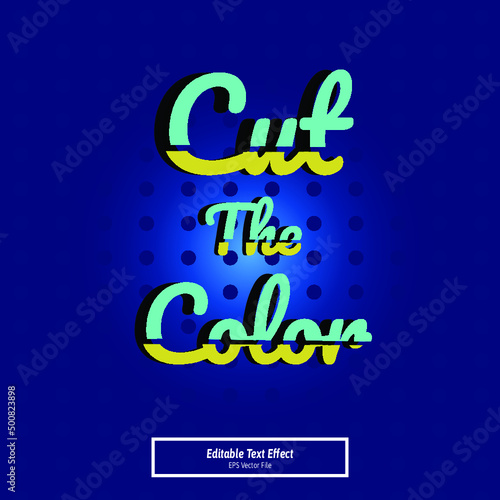 Editable Text Effect with Cut Two Color Style