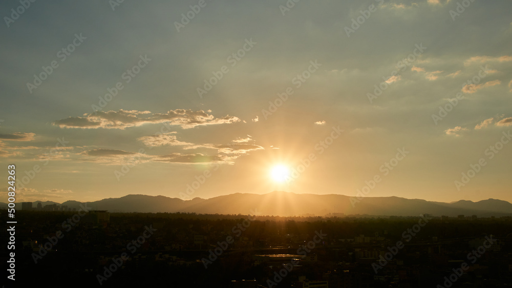 amazing panoramic photo at sunset