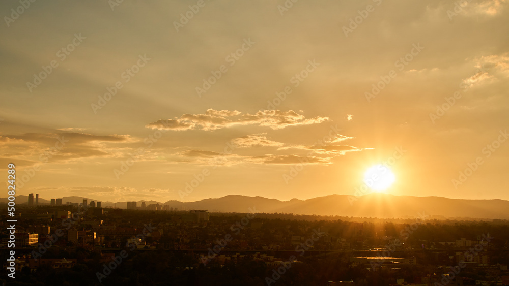 amazing panoramic photo at sunset