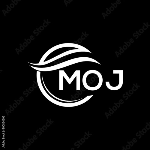 MOJ letter logo design on black background. MOJ  creative initials letter logo concept. MOJ letter design.
 photo