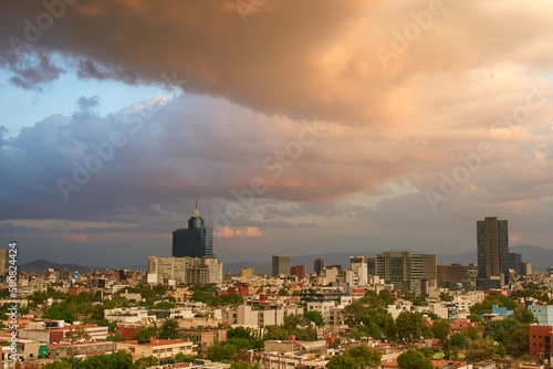 panoramic view of mexico city with an incredible sky