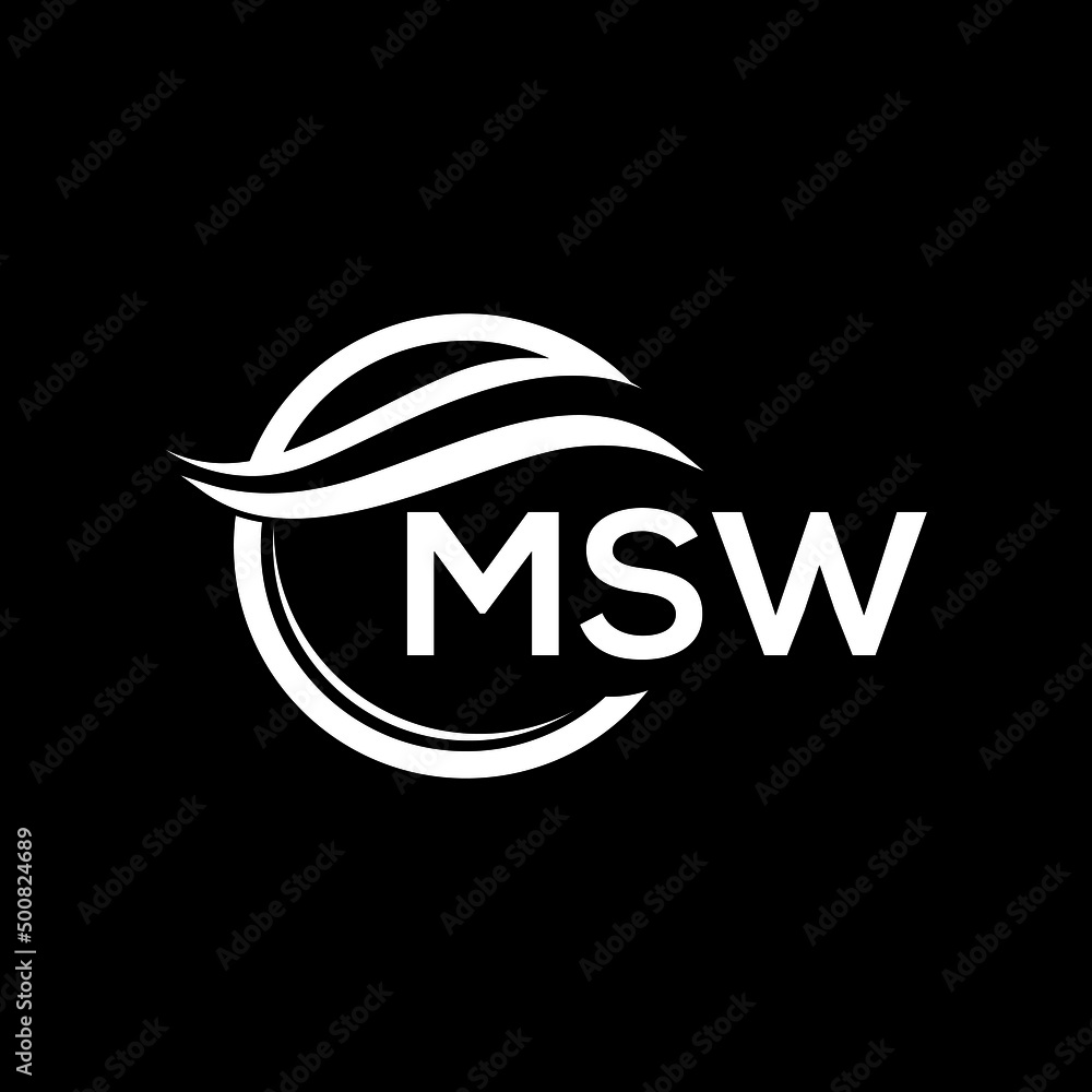 MSW letter logo design on black background. MSW creative initials letter logo concept. MSW letter design. MSW letter logo design on black background. MSW creative initials letter logo concept. MSW letter design.