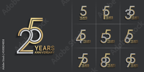 set of anniversary premium collection gold and silver color can be use for celebration event