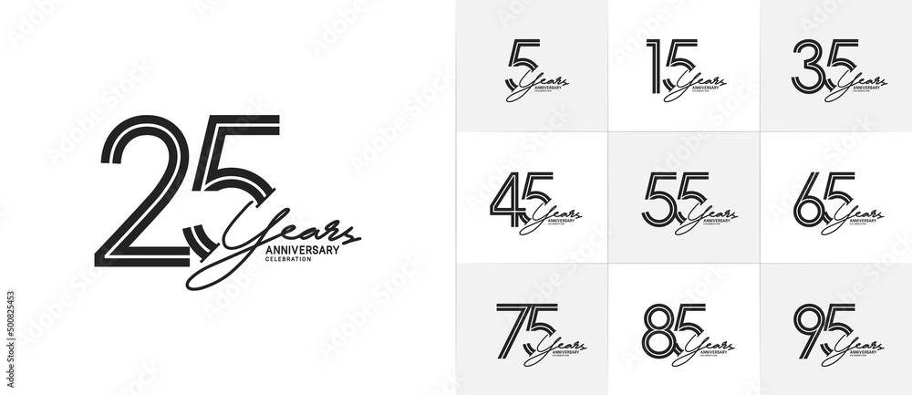 set of anniversary premium collection black color can be use for celebration event set of anniversary premium collection black color can be use for celebration event
