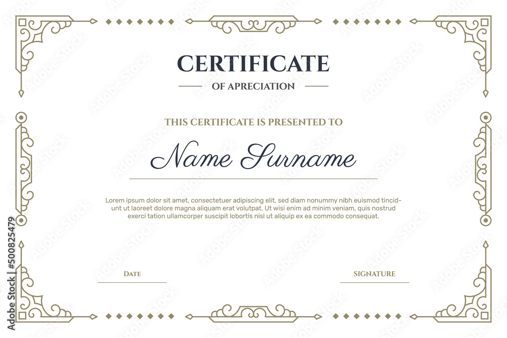 Elegant certificate with frame template. - Vector. Elegant certificate with frame template. - Vector.