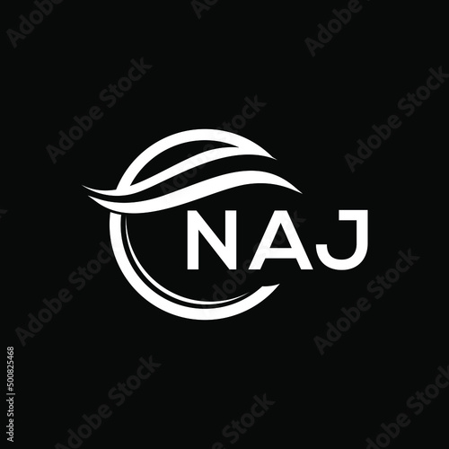 NAJ letter logo design on black background. NAJ  creative initials letter logo concept. NAJ letter design. photo