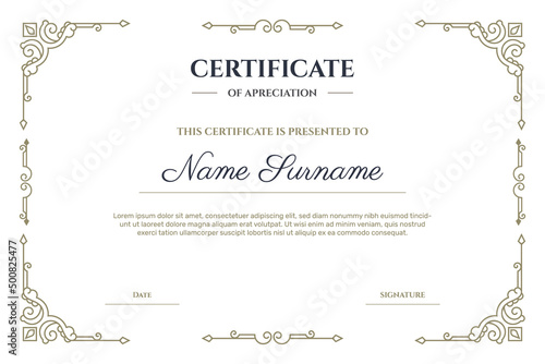 Elegant certificate with frame template. - Vector.